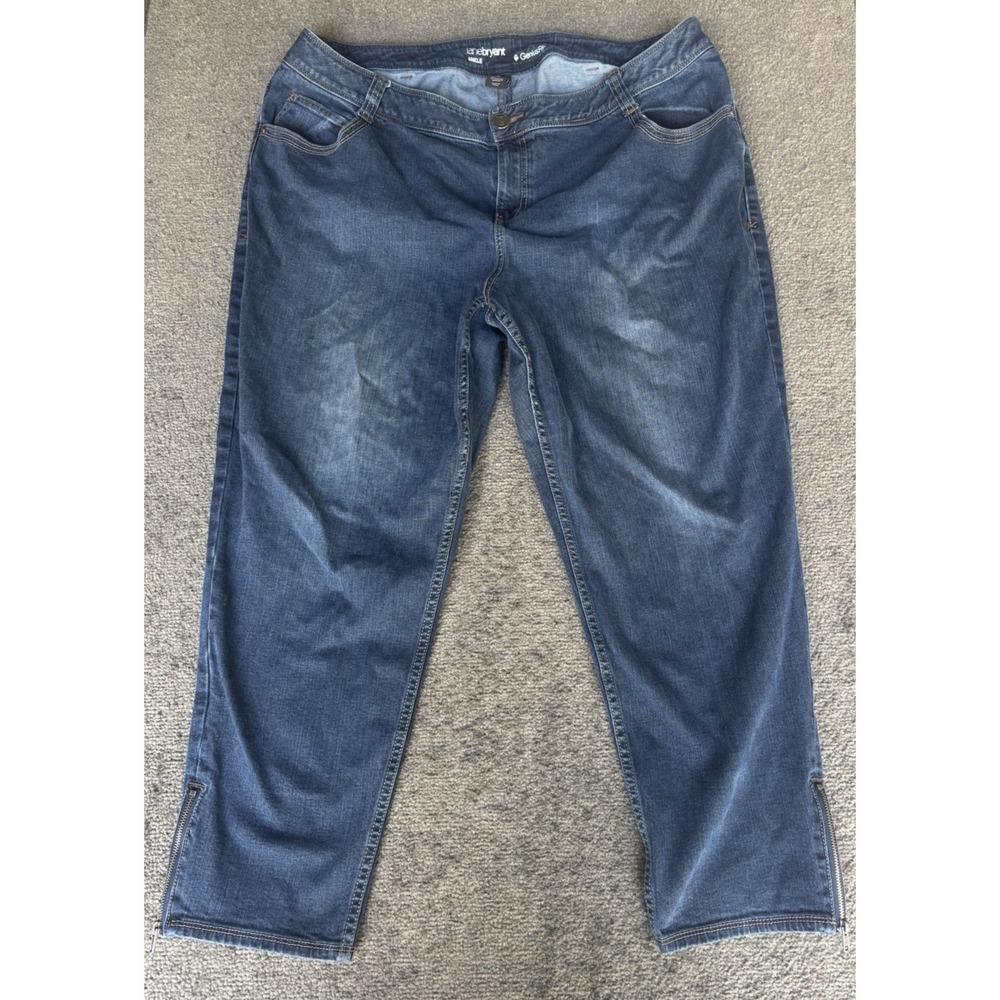 Womens Lane Bryant Genius Fit Skinny Ankle Zipper Leg Stretch Blue Jeans Size 22